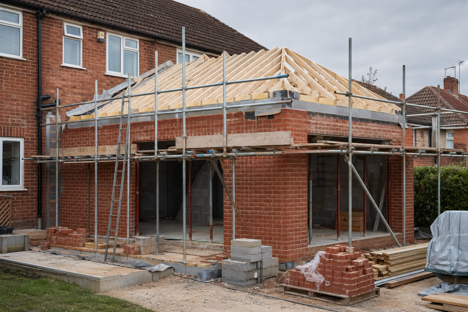 Home extension construction scene by RBS Builders