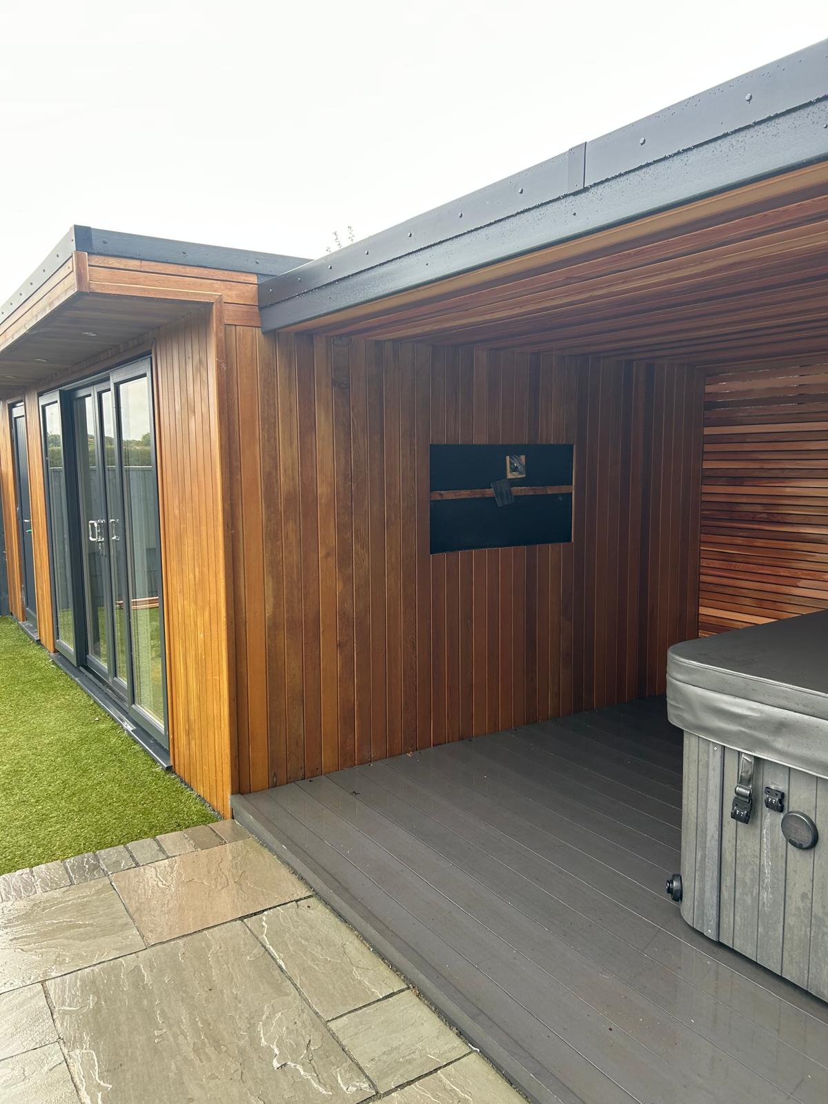 Outdoor living space with timber cladding and decking